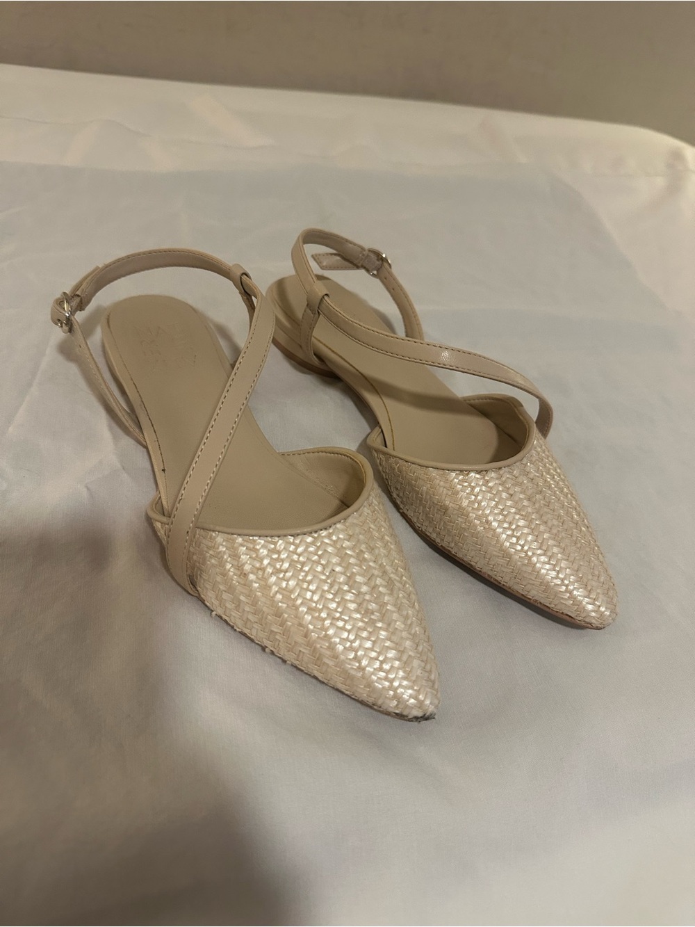 Naturalizer Beige Woven Pointed Slingback Flats